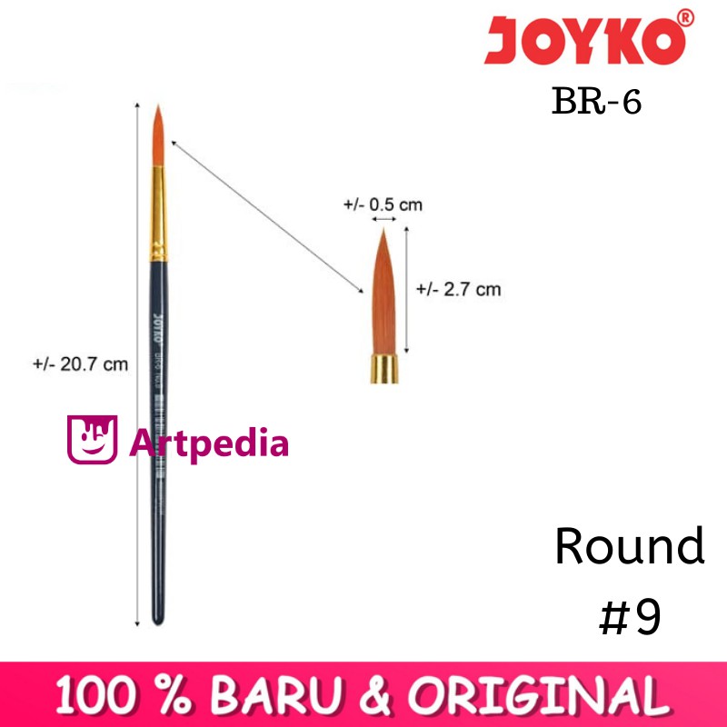 

Kuas Lukis Joyko BR-6 No.9 / Joyko Art Brush Round No.9 / Kuas Joyko