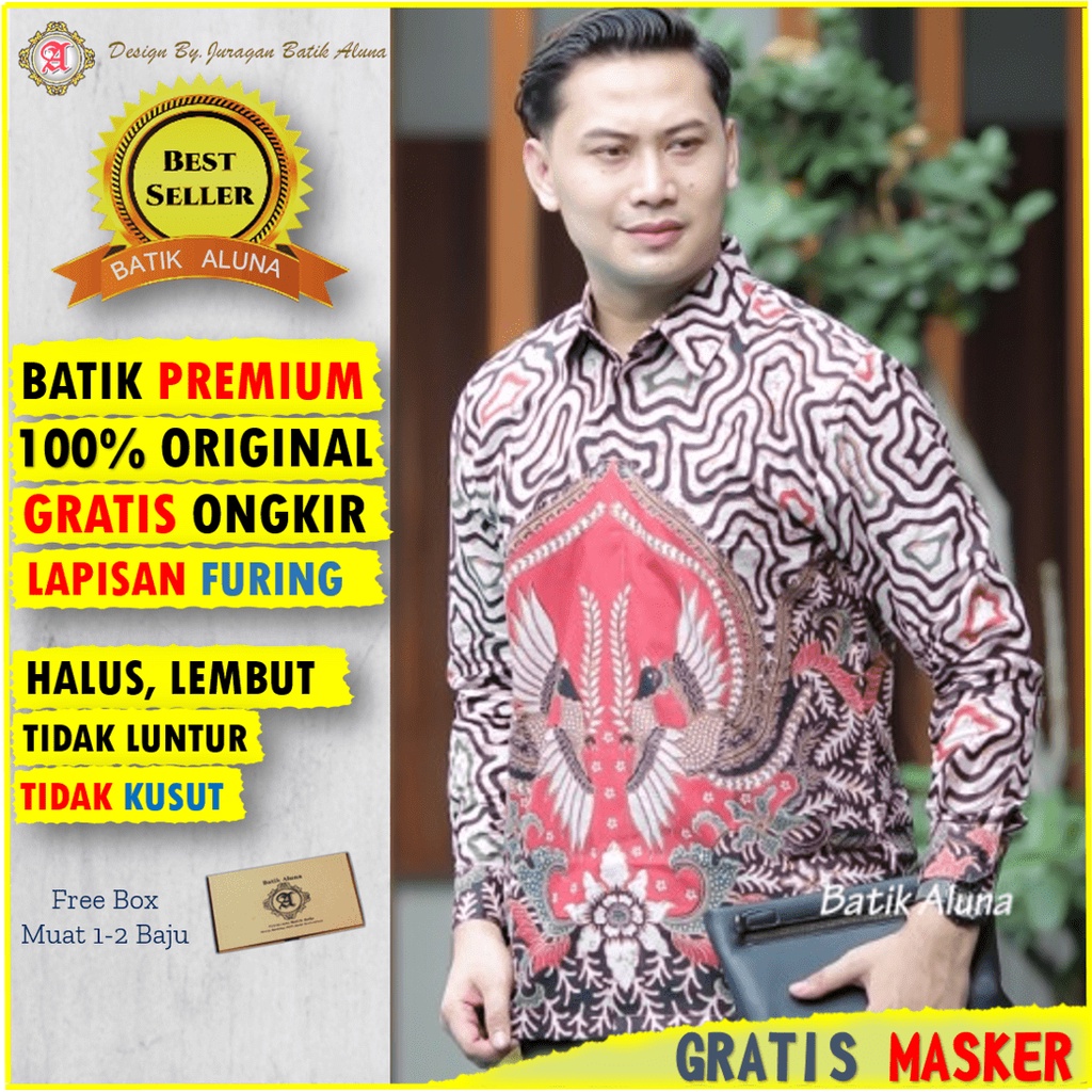 Hem Batik Pria Kemeja Batik Premium Lengan Panjang Jumbo Atasan Batik Modern Terbaru Peria Batik Pre
