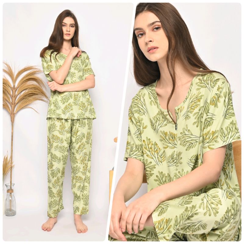 ONE SET PIYAMA RAYON-CPJ SLTG DAUN IJO