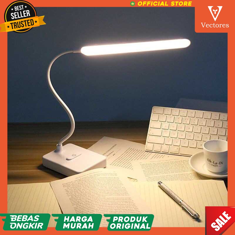 [ORIGINAL] Lampu LED Belajar Baca Meja Portable Study Lamp Rechargeable Baterai Murah Terbaru