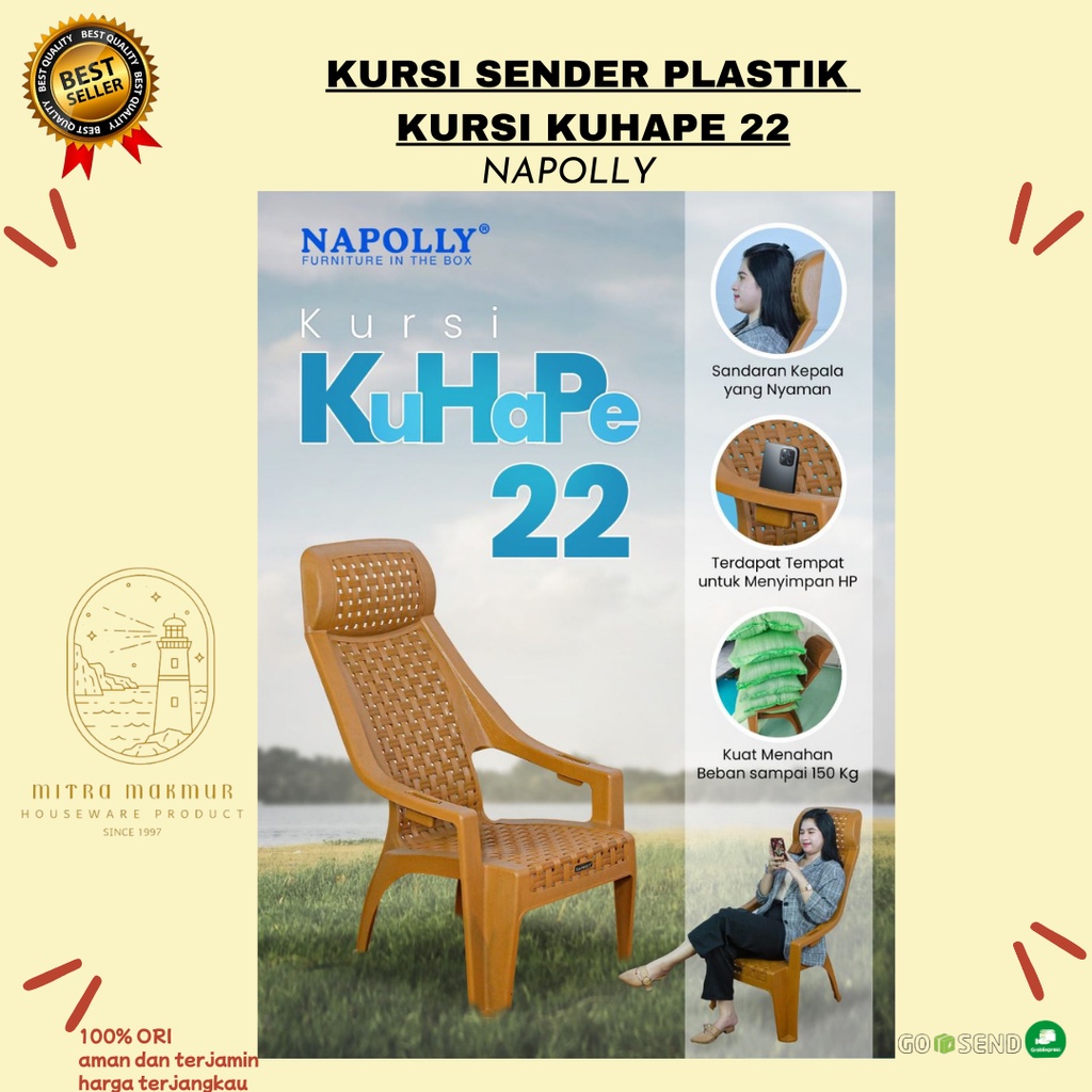 NEW!! KURSI SENDER NAPOLLY / KURSI SANTAI / KURSI PLASTIK MOTIF ROTAN