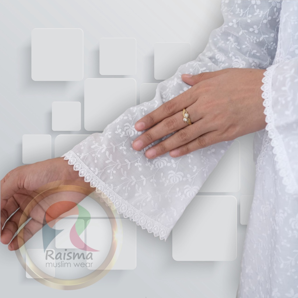 Raisma - Baju Ihrom Perlengkapan Umroh Haji Wanita Bahan Katun Ada Bukaan Knacing depan-3