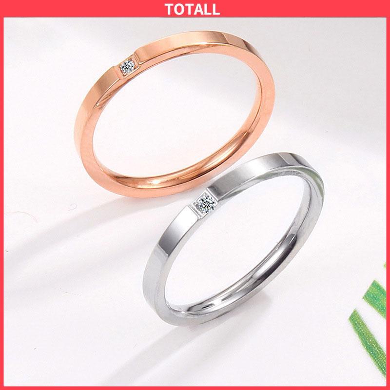 COD Cincin Solitaire Ultra Halus Set Mikro Berlian Cincin Titanium Wanita-Totall