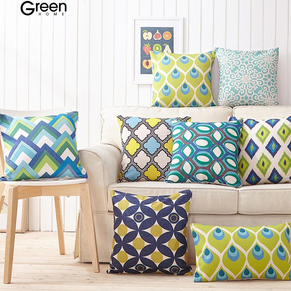 Greenhome Gaya Nordic 18 Inch Geometric Linen Sarung Bantal Rumah Sofa