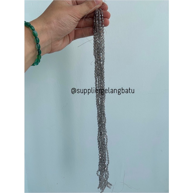 kristal Ceko tetes 6 x 4mm GREY QUARTZ smoky bening bross PREMIUM