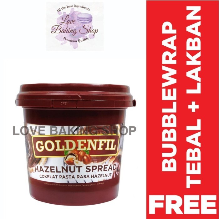 

SELAI- GOLDENFIL HAZELNUT SPREAD 1 KG SELAI COKLAT POLOS RASA HAZELNUT HALAL -SELAI.