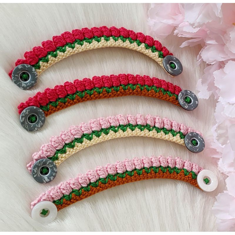 motif tulip konektor/pengait/penghubung masker brukat/medis/mutiara/payet