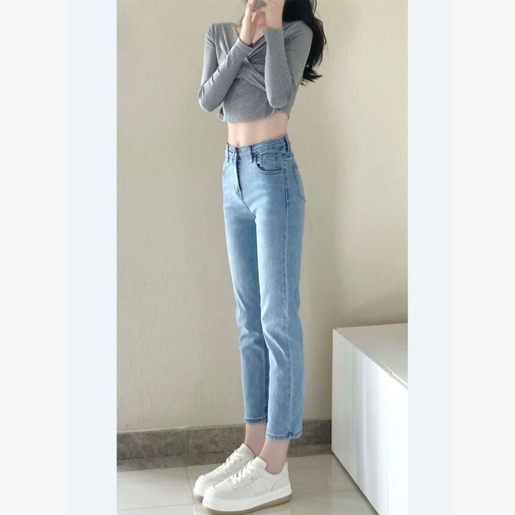 Boyfriend Jeans Wanita / Celana Highwaist Jeans Polos Wanita / Korean Premium Pensil Jeans Wanita