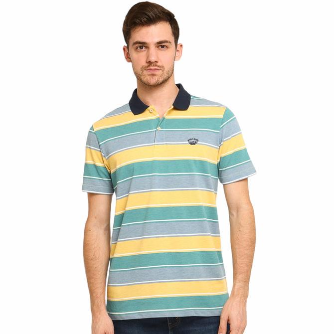Poshboy Stripes Polo Shirt Blue Yellow Green