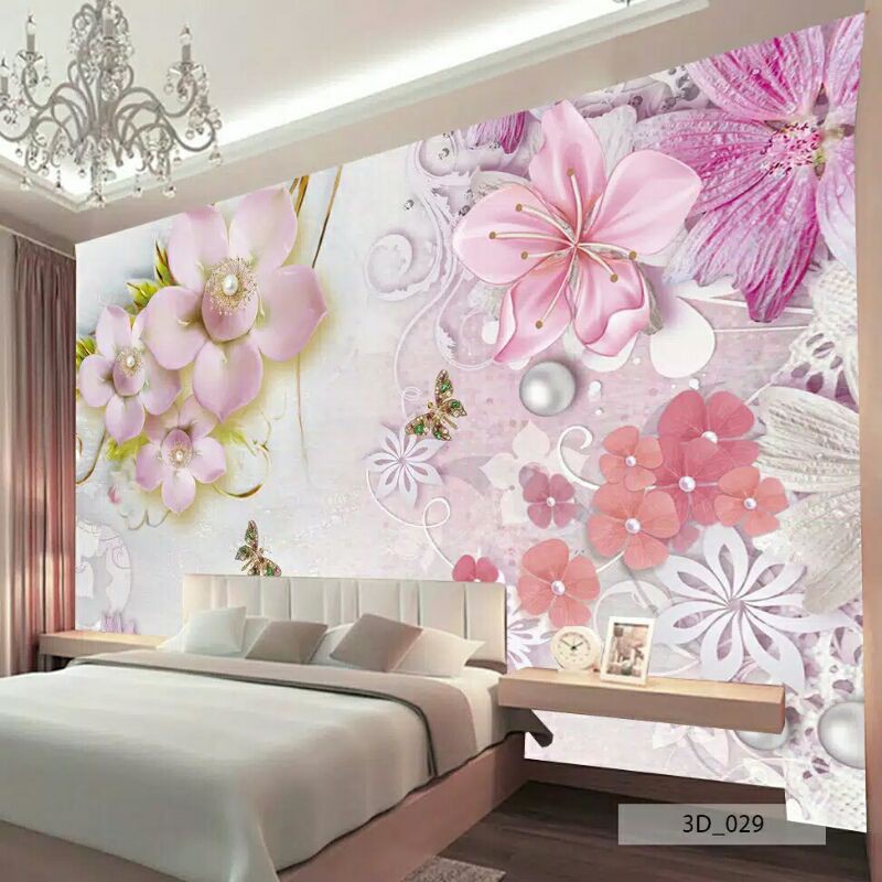 WALLPAPER CUSTOM 3D WALLPAPER DINDING MOTIF BUNGA