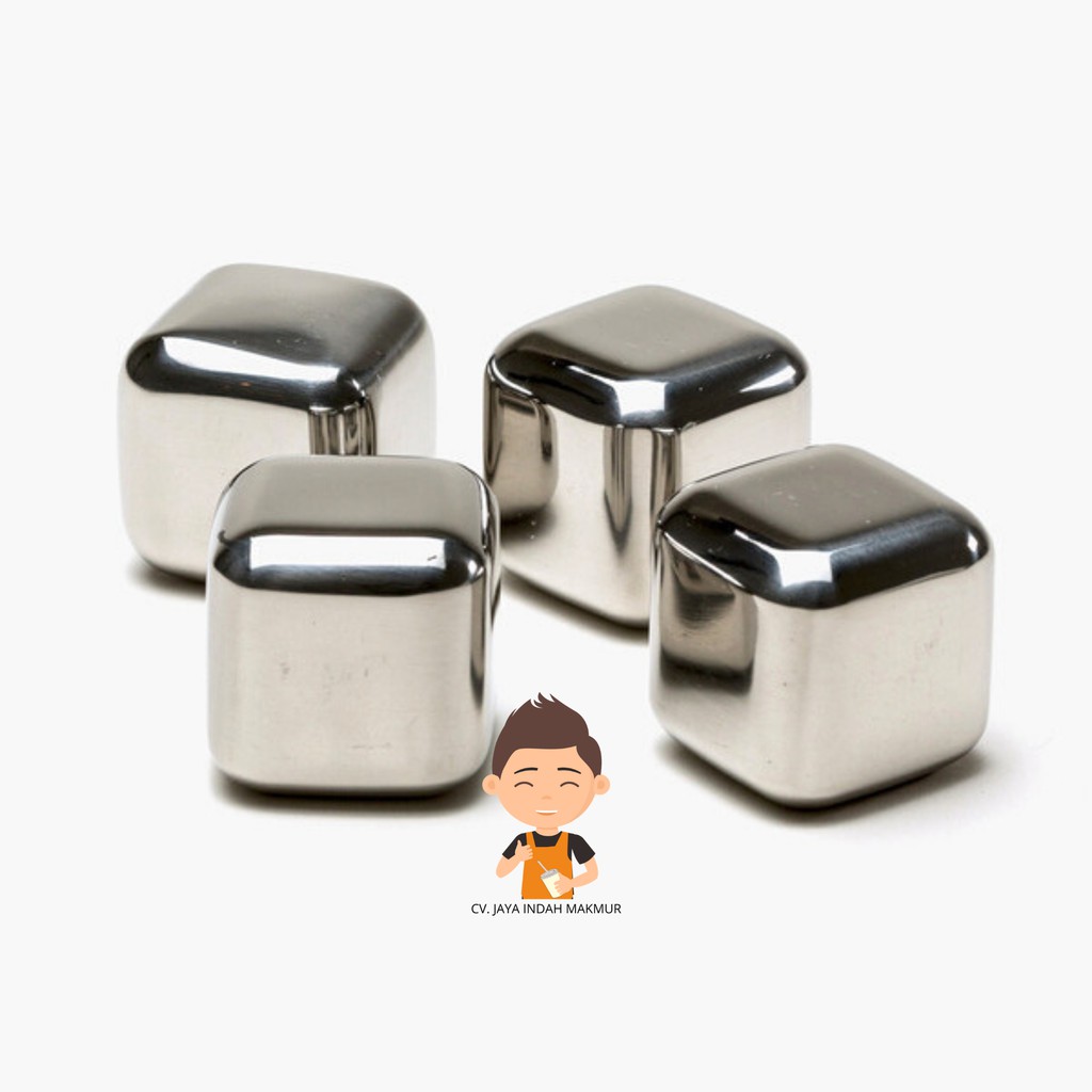 Es Batu Stainless Steel Reusable | Ice Cube Pendingin Non Cair 1 Pcs (1biji)-3