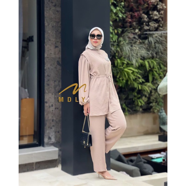 Baju setelan tunik wanita yura set original terbaru by MDLY