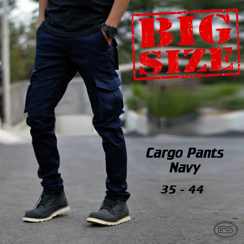 CELANA PRIA WANITA MURAH - Celana Kargo Panjang Navy | Big size | Cargo | Gunung | Biru | PDL