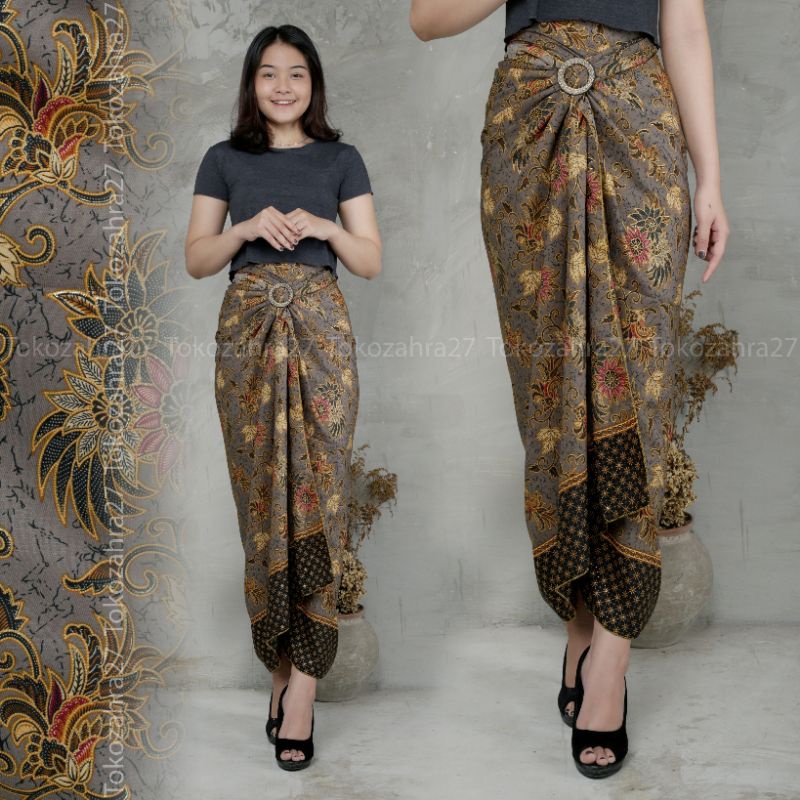 Rok Kondangan Motif Azalea Rok Lilit Instan Rok Wisuda Bawahan Kebaya Rok Arisan