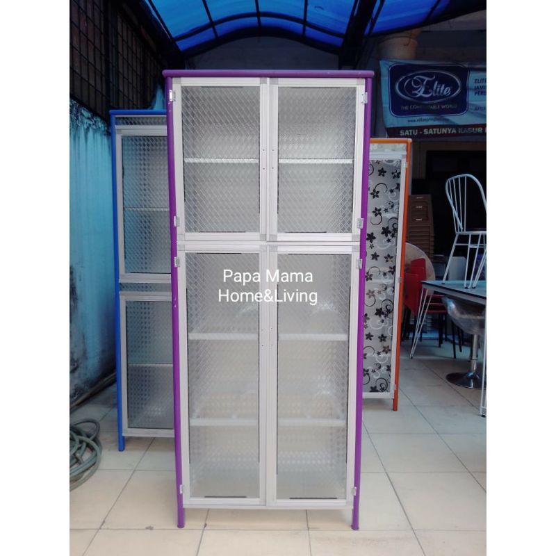 Rak Piring 2JB Laci Kaca PAINTING - Lemari Sayur Alumuniun 20 mm - Medan