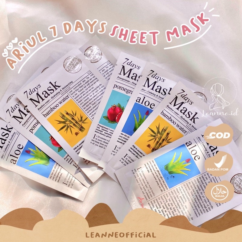 ARIUL 7 DAYS SHEET MASK 20 GR | SHEET MASK ORIGINAL BPOM from SOCIOLLA