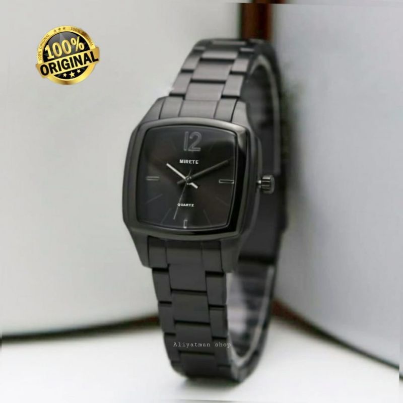 Jam Tangan wanita/cewek terbaru oval hitam rosgold strap stainliss tahan air bayar di tempat free batre cadangan