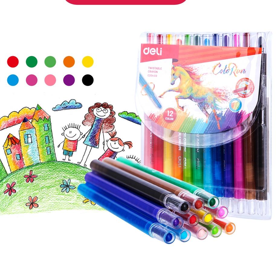 

Special - Deli Twistable Crayon 12 Colors / Krayon Putar 12 Warna Cerah Anti Kotor EC20403 ✔