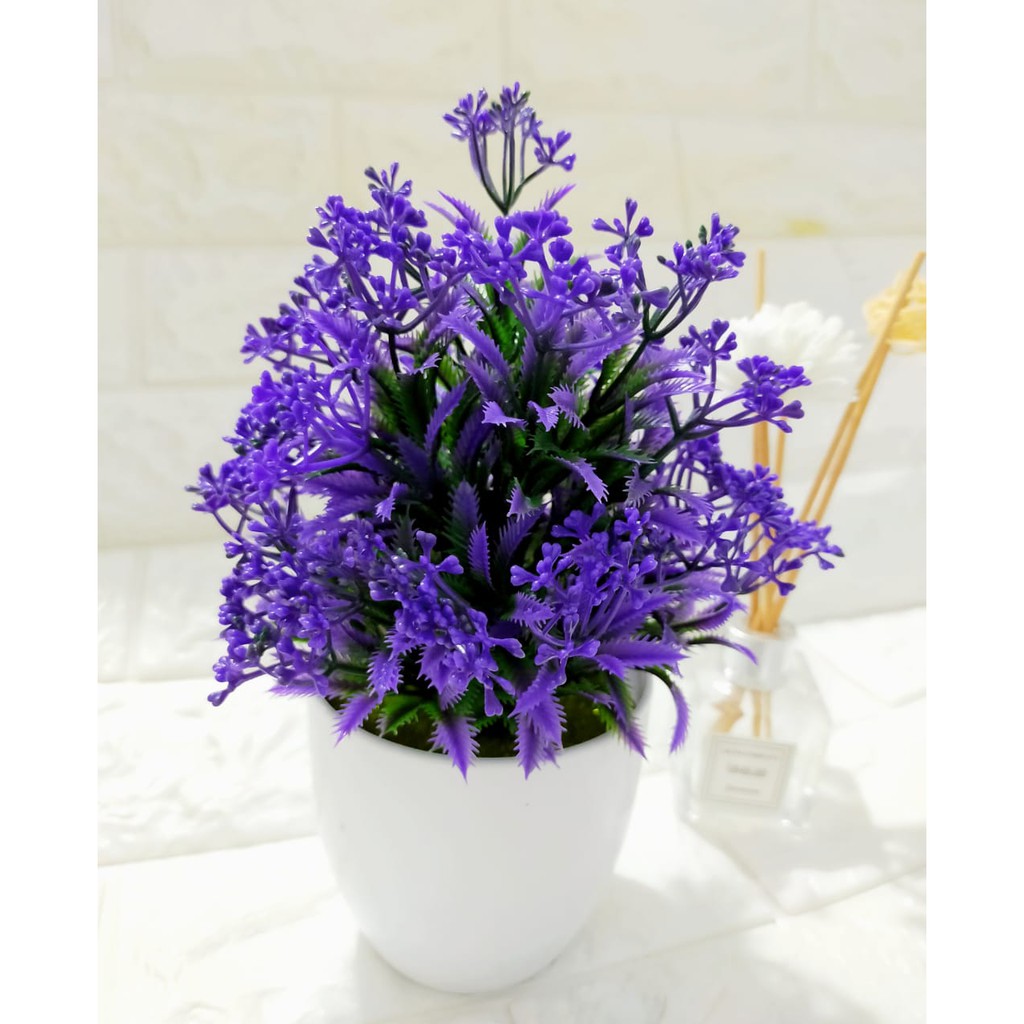 BOS238 Bunga Plastik / Pajangan Bunga Artifisial-Biru