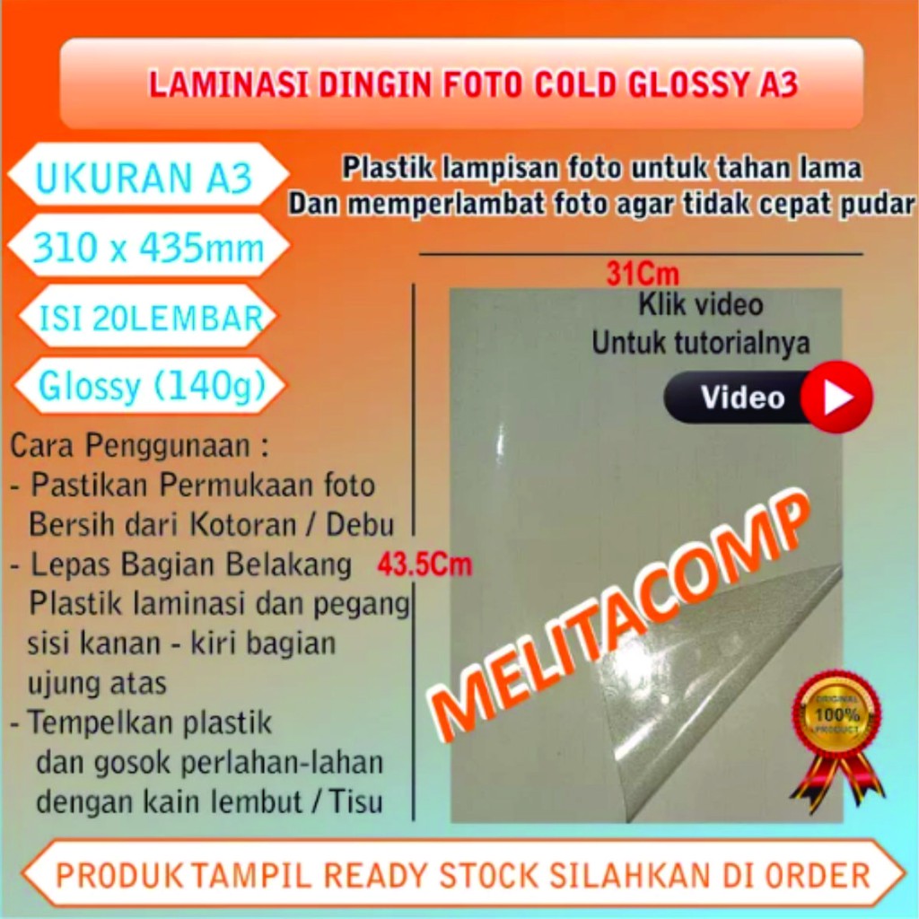 

Plastik laminasi kertas foto glossy A3