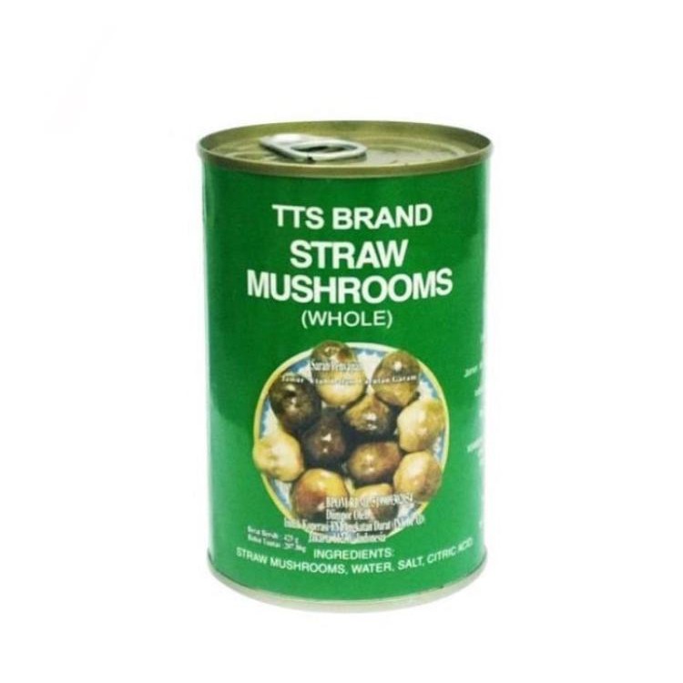 

TTS BRAND Straw Mushroom (Whole) 425gr -Jamur Merang - Jamur Kaleng -Straw Mushroom TTS BRAND/import