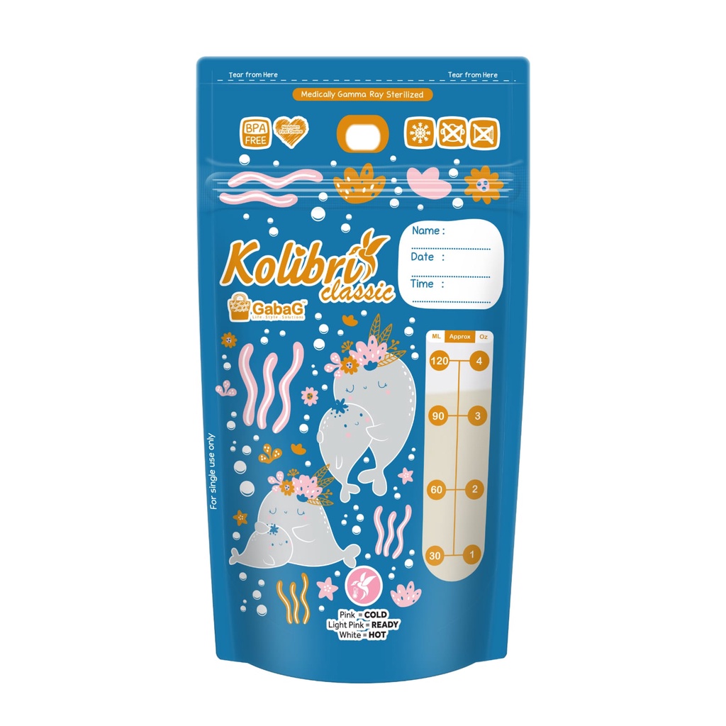 Gabag Kolibri Classic Breastmilk Storage Kantong Asi Murah 120ml - Whale