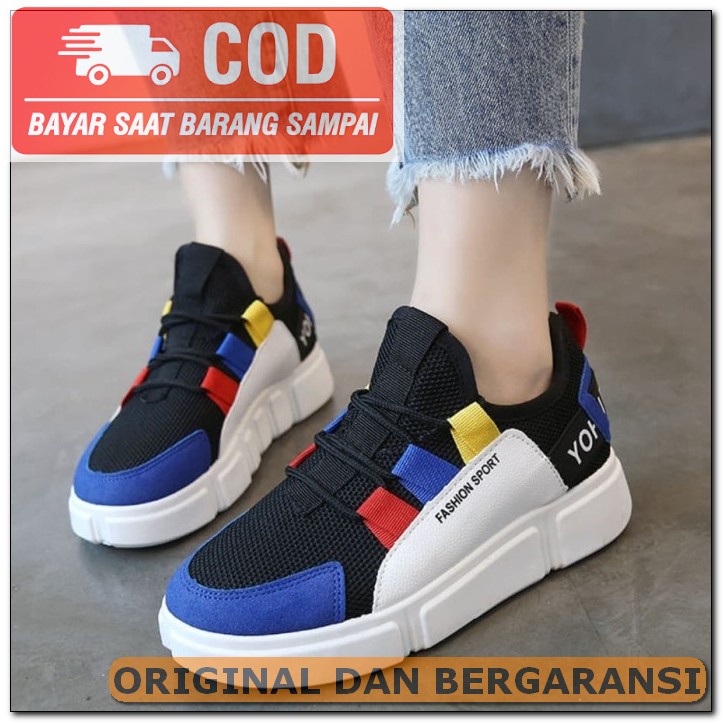 Sneakers Wanita Casual Dv 18 Sepatu Sers Srs Sneakers Cewek Sepat FR315  Kets A01 Hitam - Hitam, 37