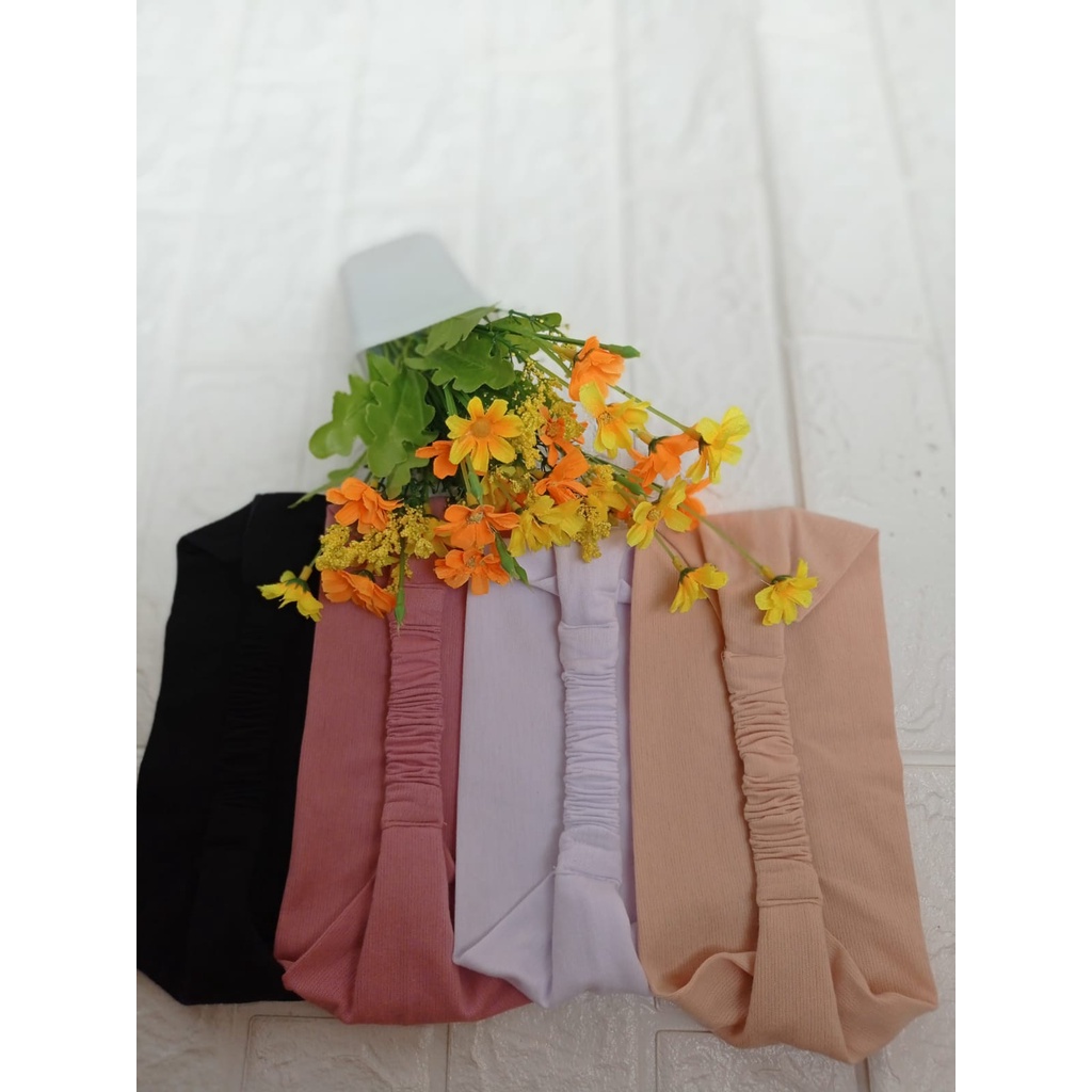 ciput bandana kaos premium 2in1 daleman kerudung hijab warna hitam putih anti pusing