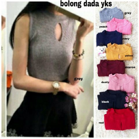 [yukensi bolong dada RO] blouse wanita spandek rajut var color