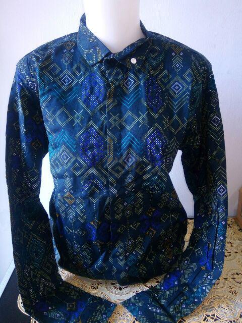 Credomenstore Kemeja Batik Songket Hijau / Kemeja Batik Pria Lengan Panjang / Baju Batik