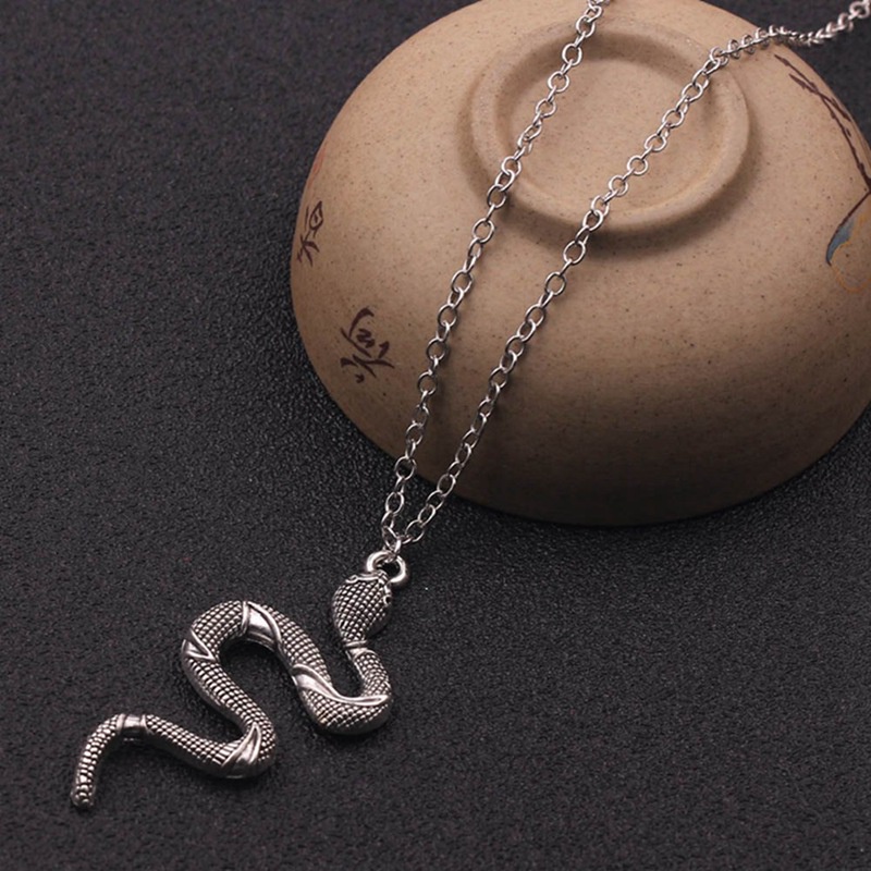 Unisex Silver Snake Serpent Necklace Pendant Jewellery Long Chain 18&quot; / 45.7cm