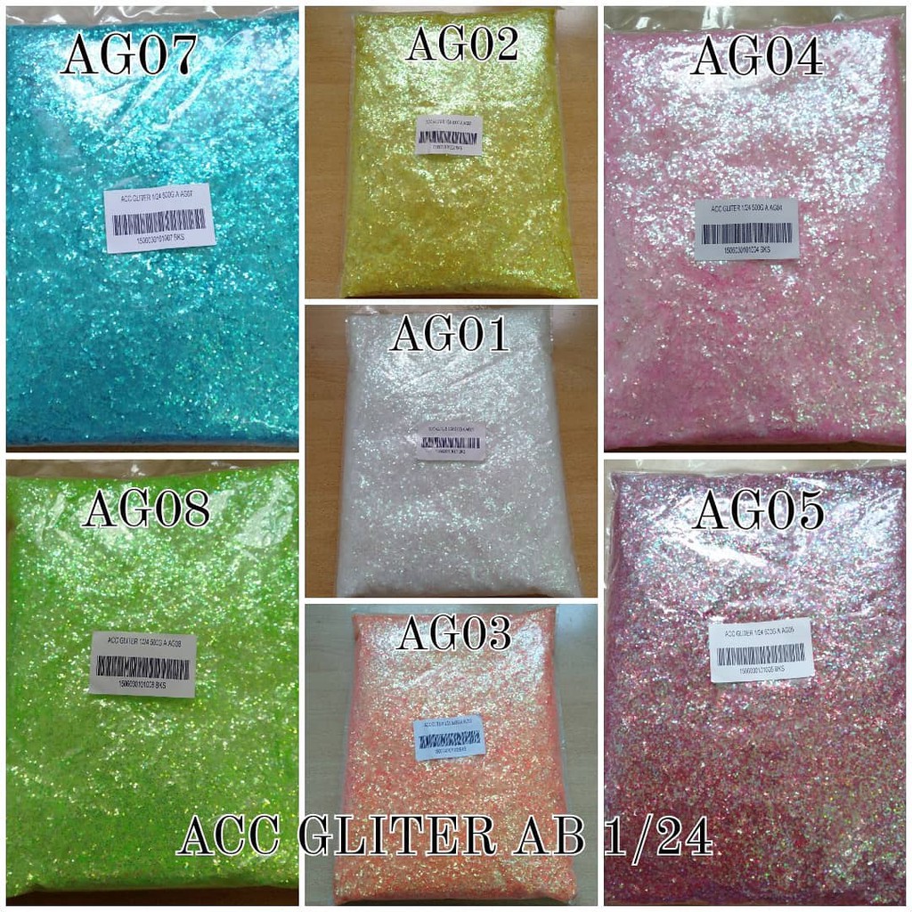 GLITER / SERBUK GLITER / BUBUK GLITER / GLITER POWDER / ACC GLITER 1/24 500G AB (PELANGI)