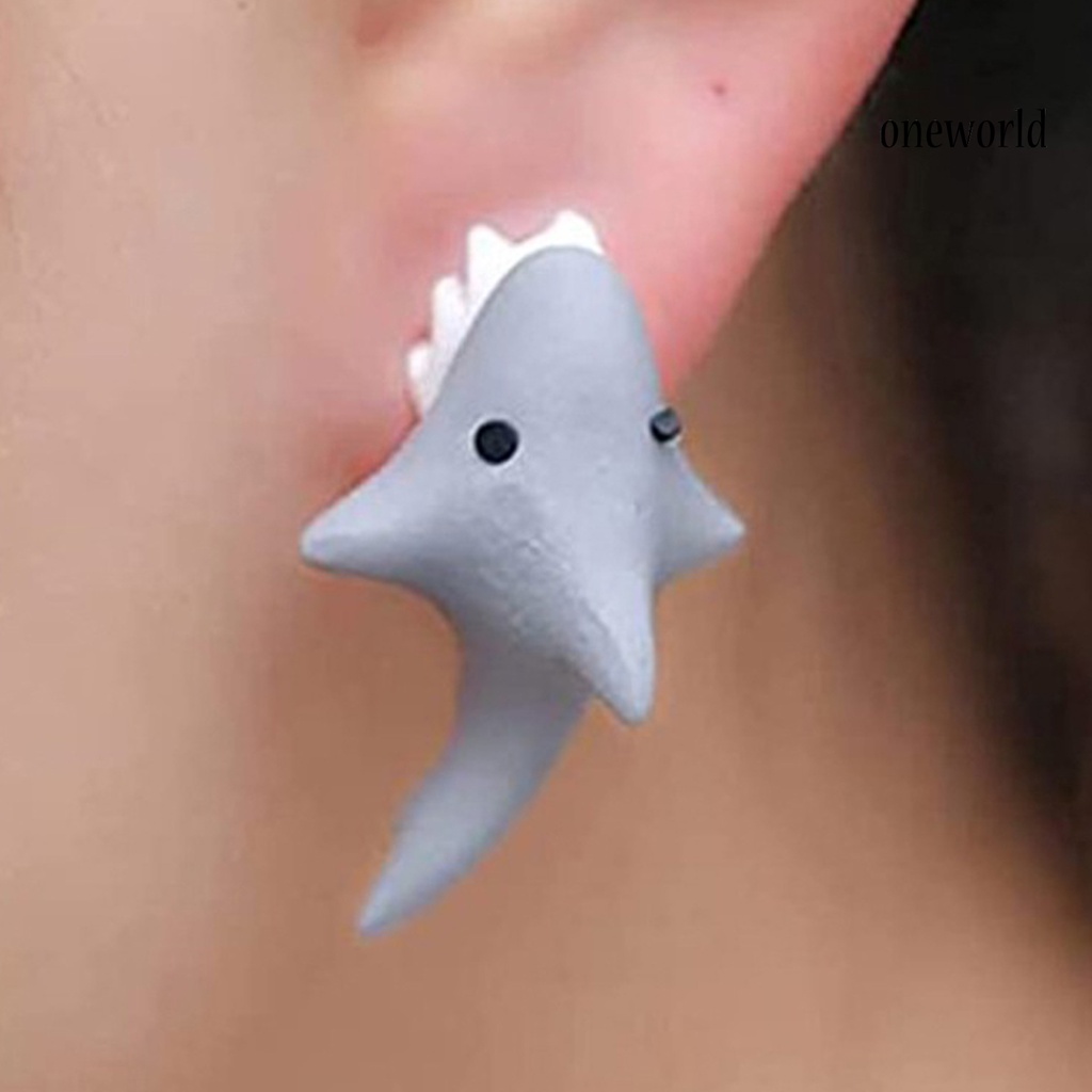 OW# 3D Animal Shape Women Earrings Bite Posture Alloy Cartoon Adorable Stud Earrings Jewelry Accessory