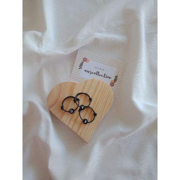 CINCIN INISIAL/HURUF ADJUSTABLE WARNA HITAM