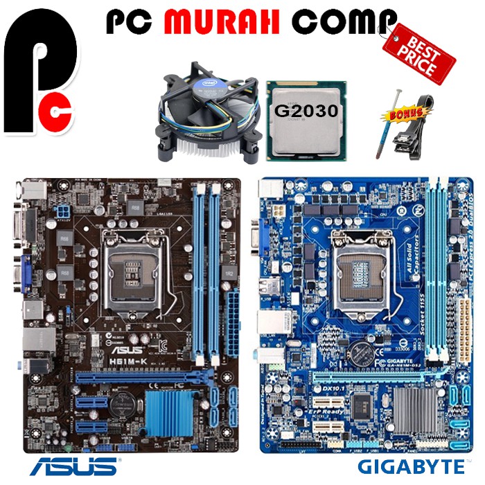 MOBO Mainbaord LGA 1155 H61 Dengan Processor G2030 dan FAN Ivy bridge