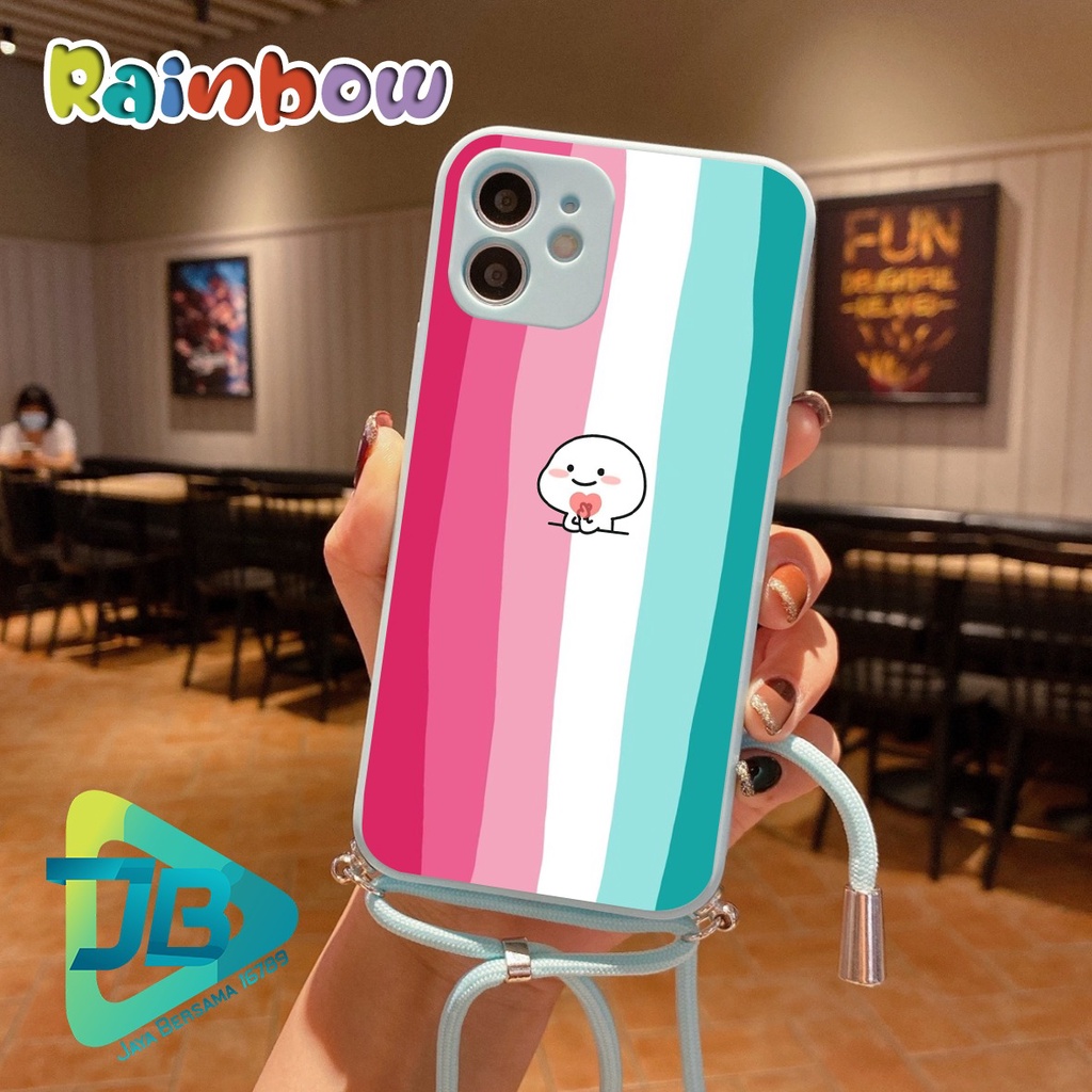 SOFTCASE SILIKON SLINGCASE TALI LANYARD STRAP PHONE MACARON PELINDUNG KAMERA RAINBOW OPPO VIVO SAMSUNG XIAOMI REALME IPHONE ALL TYPE JB5479
