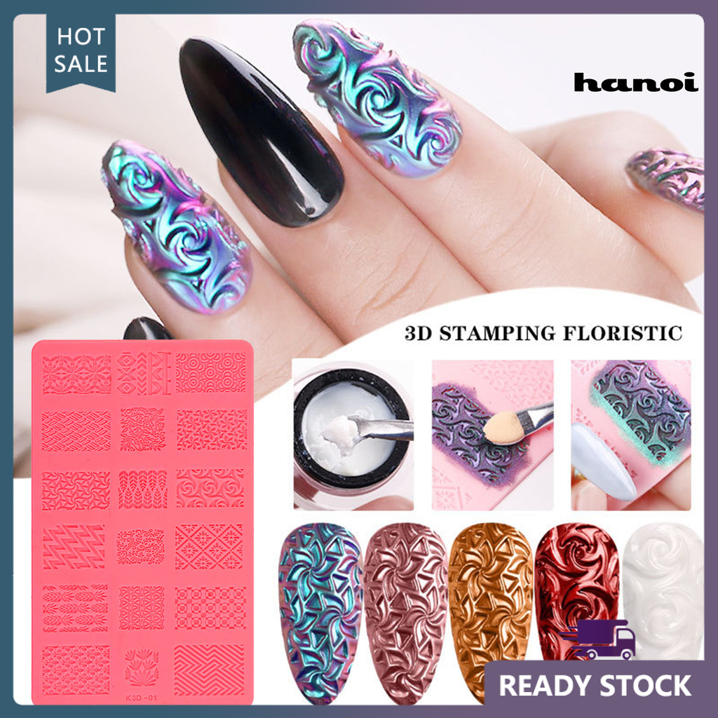 HN_Nail Template Exquisite Practical Colorful Silicone Nail Stemping Plates for Girl