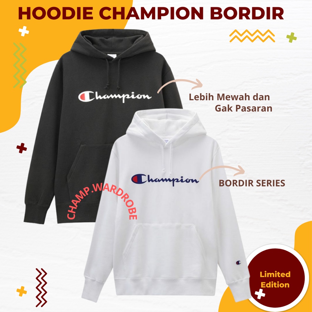 Champion Hoodie Hudie Hodie Campion Champions Champion Original Ori Bordir Series