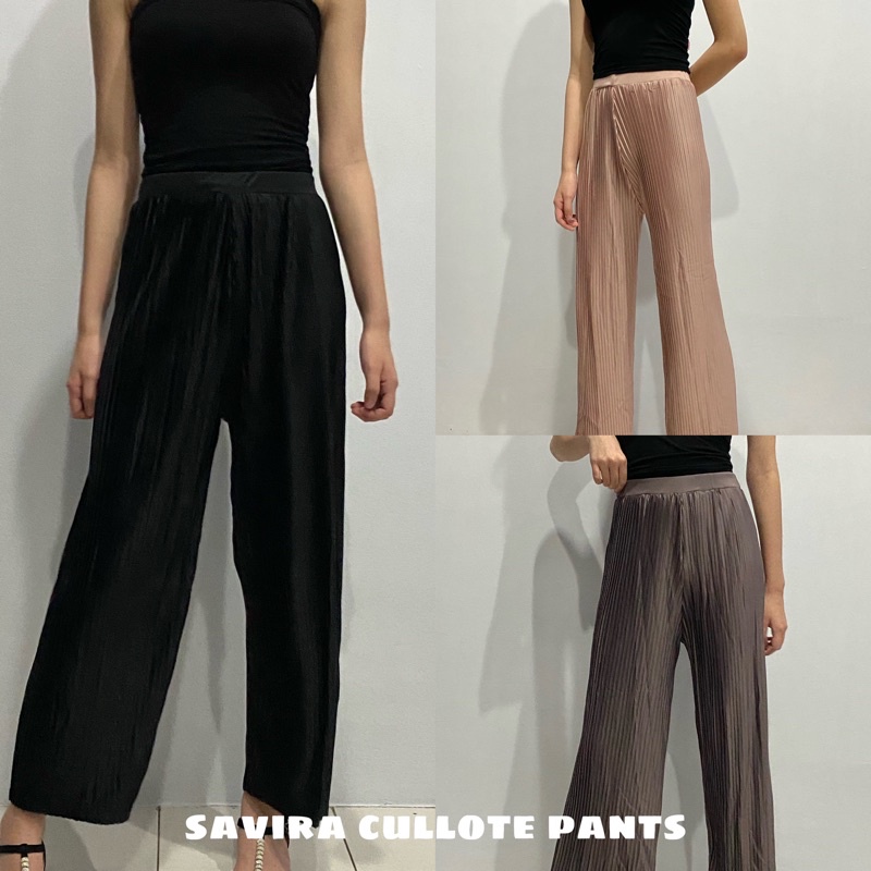 Savira Pants - Celana Kulot Wanita - Celana Kulot Plisket - Celana Kulot Premium - Celana Kulot Panjang - Kulot Bahan Plisket