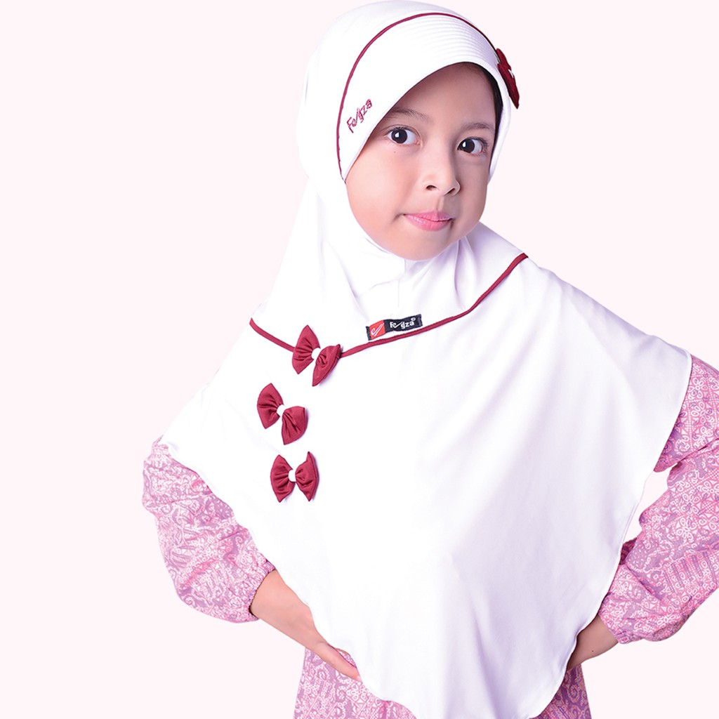 Jilbab Instan Anak Feyza Fillia | Hijab Instan Anak Kerudung  Instan Aplikasi Pita Usia 6-9 Tahun