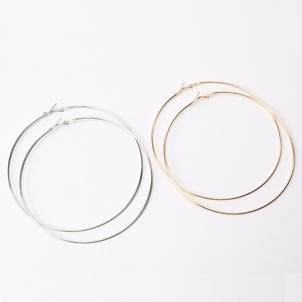 Anting Hoop Bentuk Lingkaran Besar Model Hollow Untuk Wanita