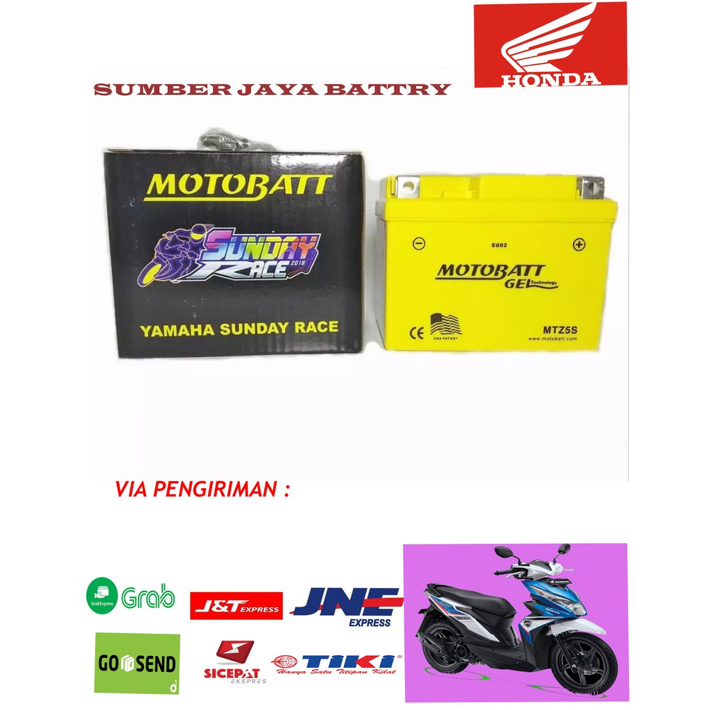 Aki motor honda BEAT KARBU  MTZ-5S GS MOTOBATT YUASA BERKUALITAS ORISINIL