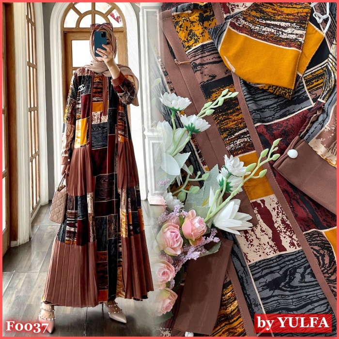 Gamis  Terbaru Wanita Rayon Viscose Motif  Kombinasi Cerutybabydoll Plisket