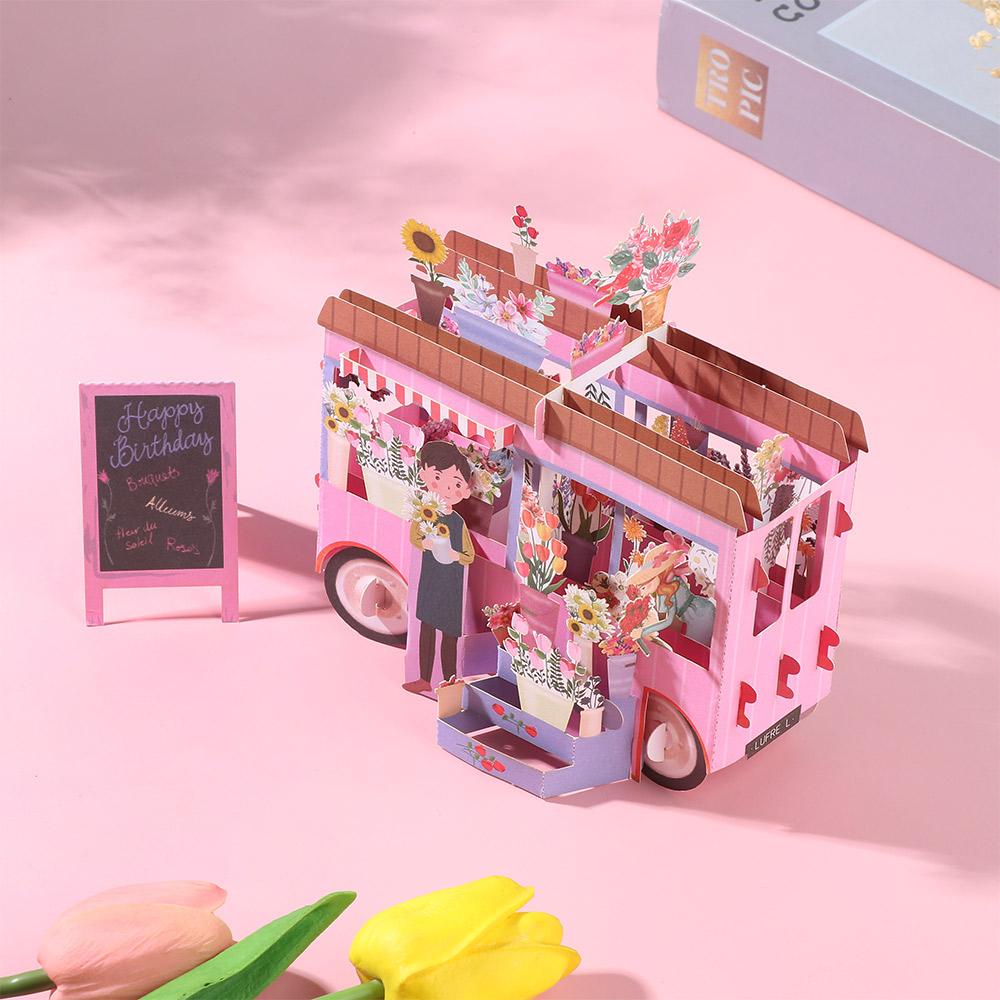 WONDER 1pcs Kartu Ucapan Ulang Tahun Kreatif Kartu Berkah Pop Up Perlengkapan Pesta Dengan Amplop Undangan Pernikahan