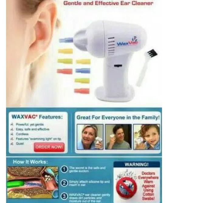 ➤ Alat penyedot pembersih kotoran telinga WAX VAC elektrik congek telinga kuping dewasa & anak WAXVA