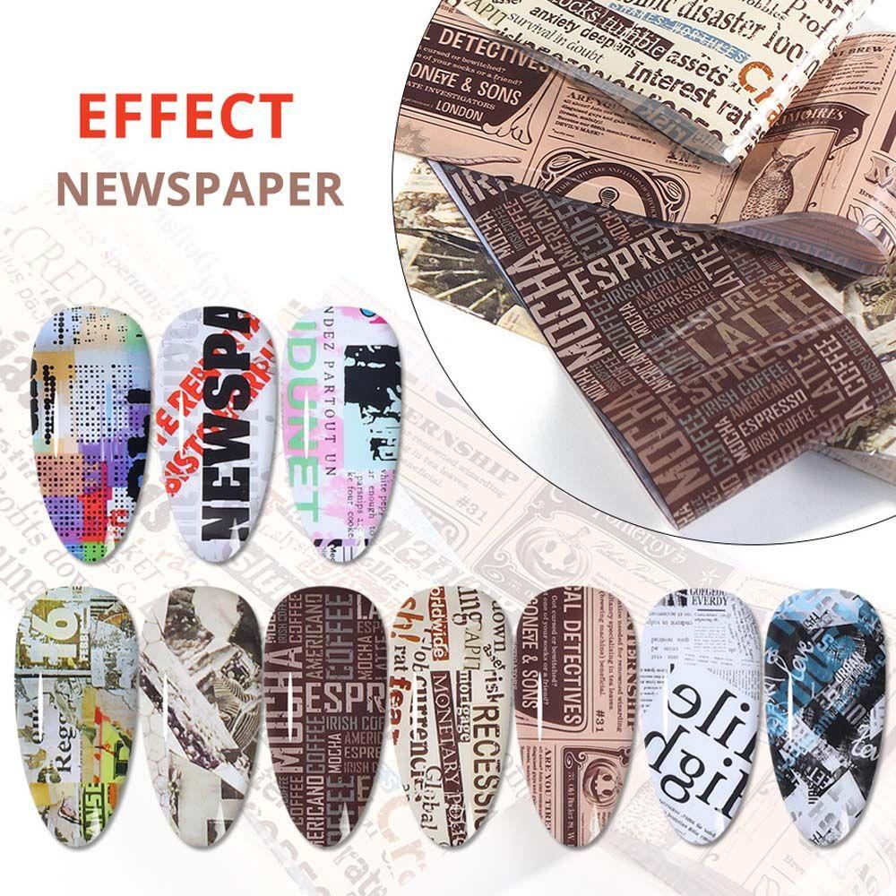 AUGUSTINA Agustina Koran Gaya Stiker Kuku DIY 10 Pcs Langit Berbintang Pola Grafiti Nail Art Dekorasi Marmer Hologram Nail Stickers