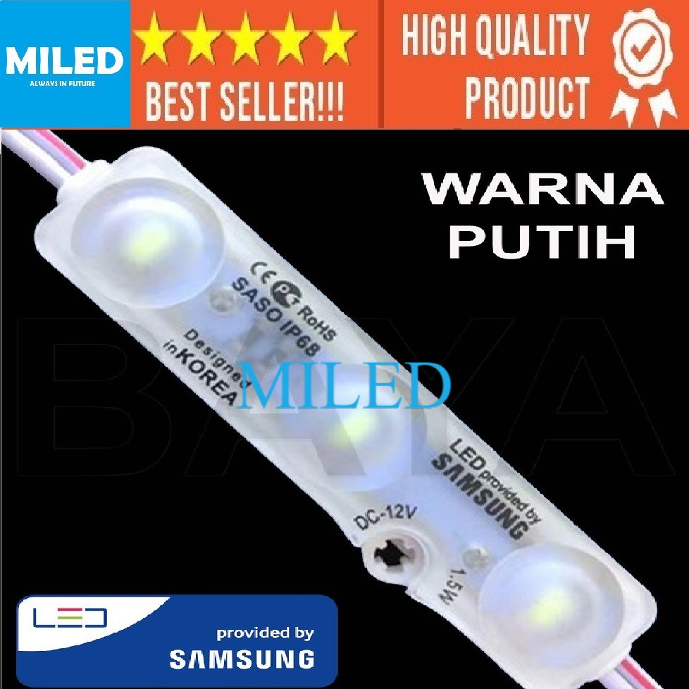 (100PCS) SAMSUNG LED MODUL MODULE IP68 SMD 5730 DC 12v 1,5 watt 1,5w 3 mata KOREA 100pcs