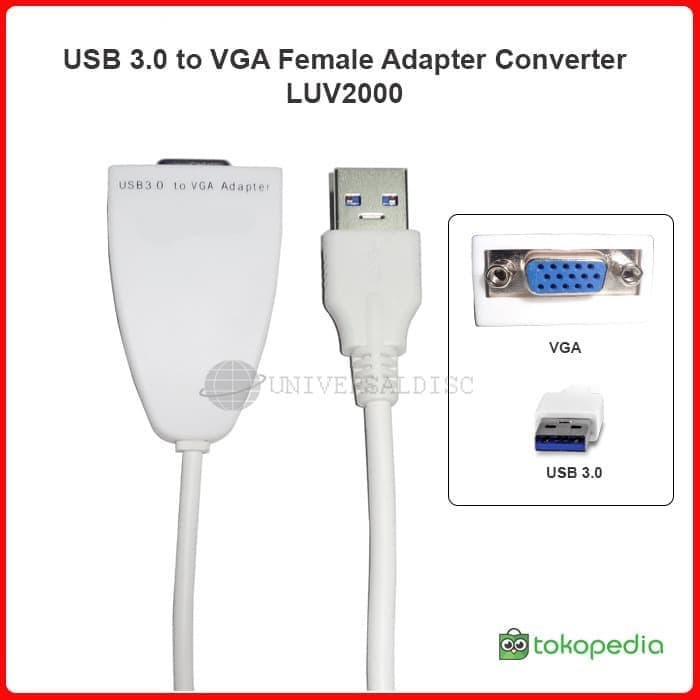 USB 3.0 To VGA Female Adapter Converter LUV2000 - USB To VGA