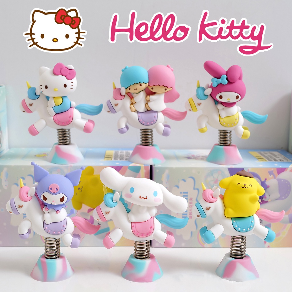 Mainan Action Figure Sanrio Carousel Cinnamoroll Kuromi HelloKitty 6 Model Untuk Hadiah Ulang Tahun Anak Perempuan