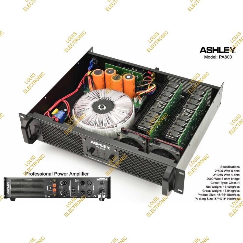 Power Amplifier ASHLEY PA800 PA 800 4 CH ORIGINAL Class H